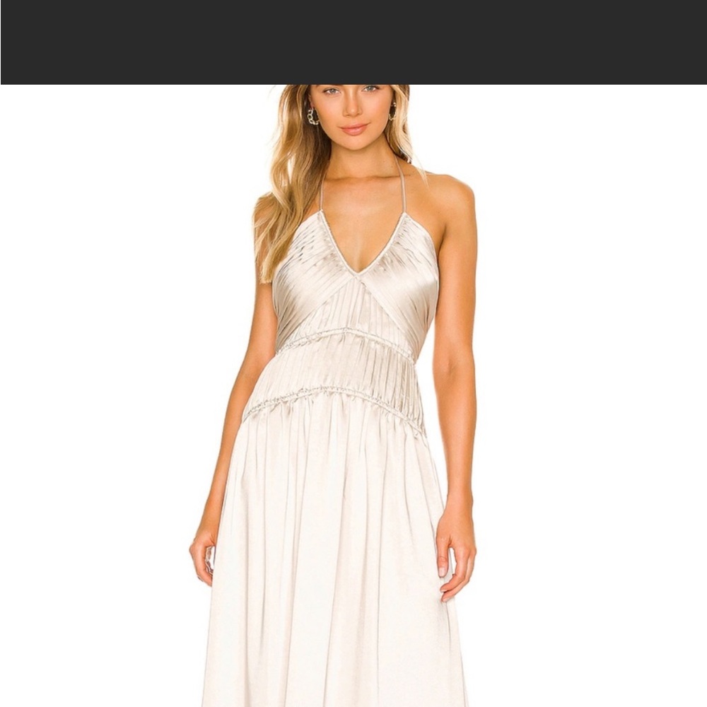 JONATHAN SIMKHAI Clementine Leisure Dressing Halter Dress in Stone size 6